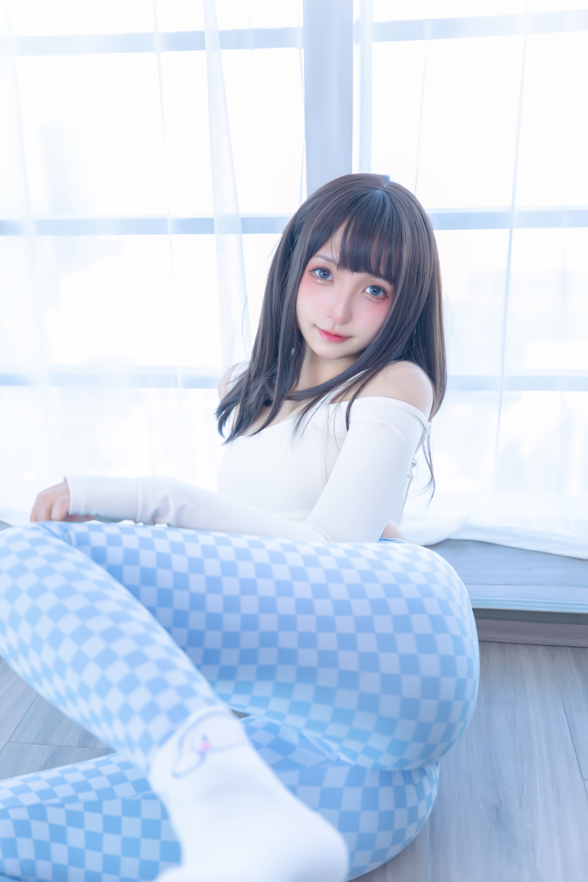 图片[1]-神楽坂真冬 – NO.103 蓝白格[75P]-XikXak